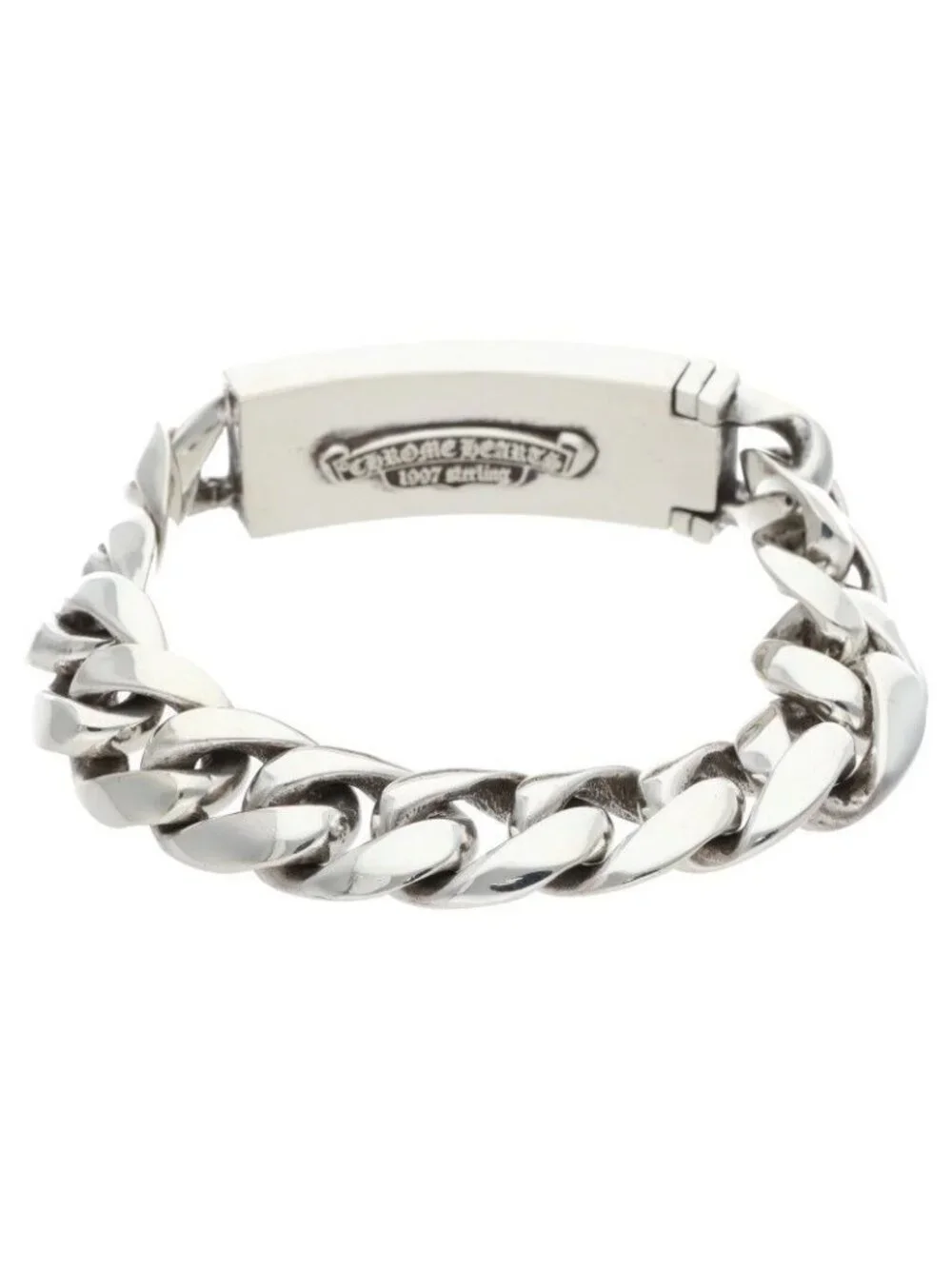 Chrome Hearts ID Floral Crs Cross ID Classic Silver Bracelet